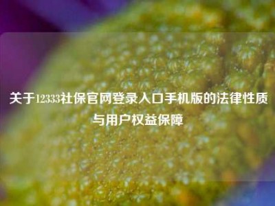 关于12333社保官网登录入口手机版的法律性质与用户权益保障