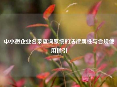 中小微企业名录查询系统的法律属性与合规使用指引