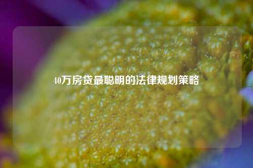 40万房贷最聪明的法律规划策略